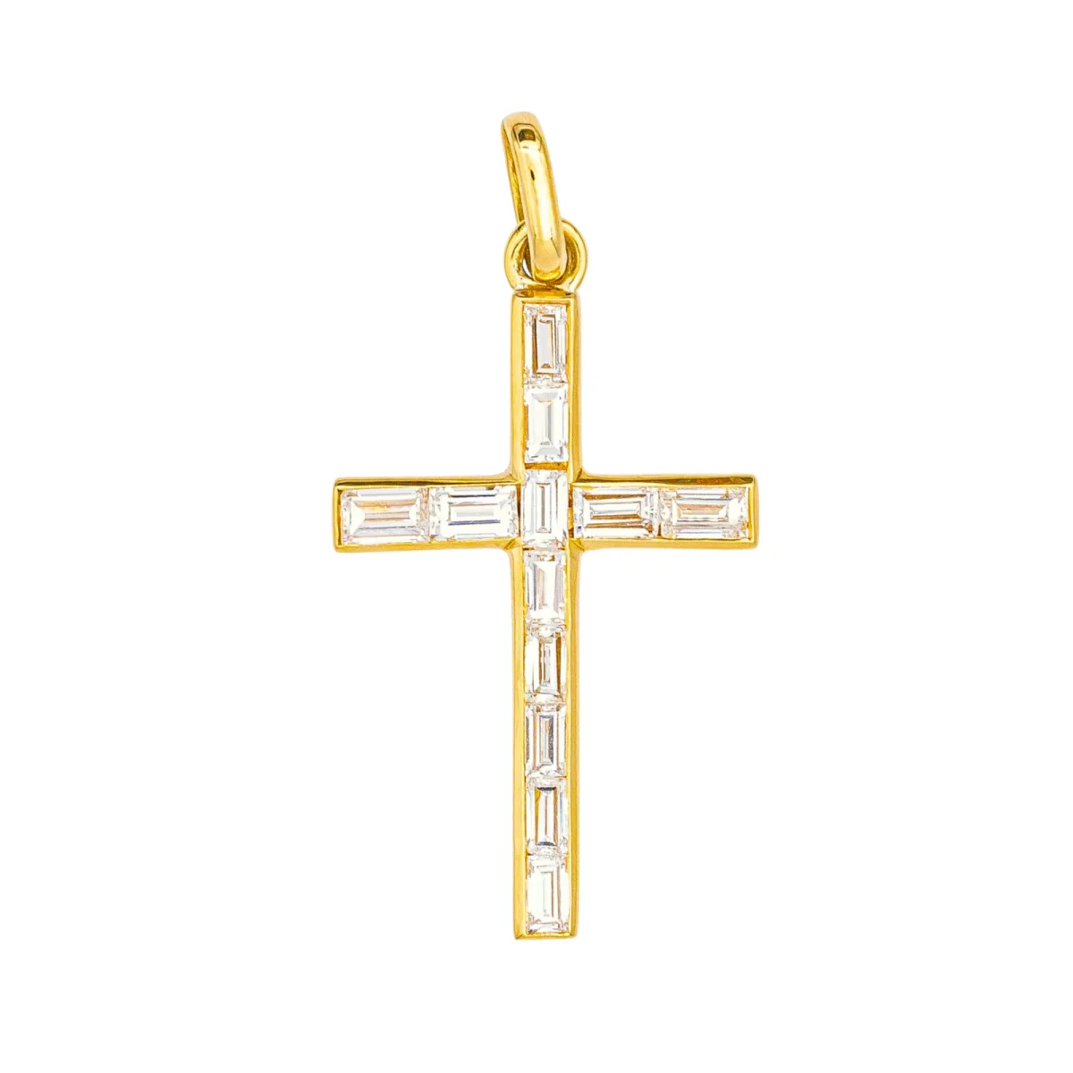 Pendentif Croix Or jaune Diamant – Image 3