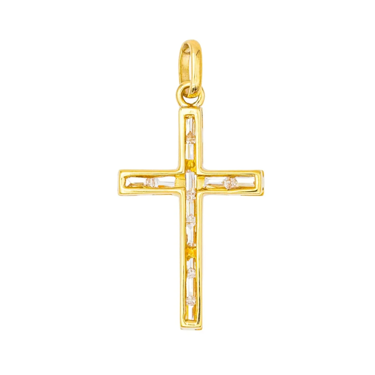 Pendentif Croix Or jaune Diamant – Image 8