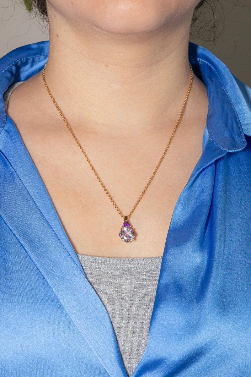 Collier Pendentif Or jaune Améthyste – Image 3