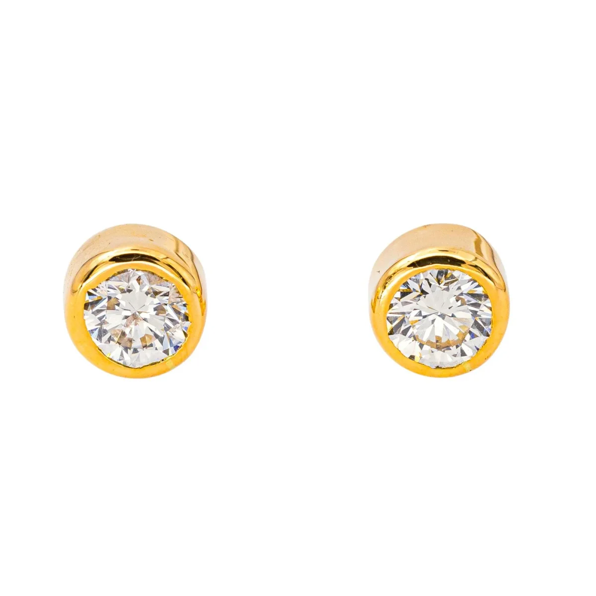 Boucles d'oreilles Puces Or jaune Diamant – Image 2