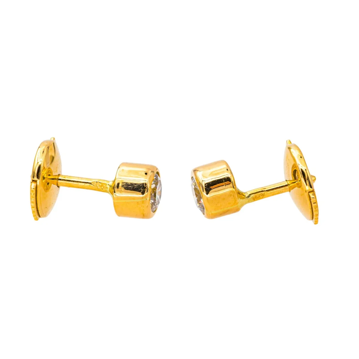 Boucles d'oreilles Puces Or jaune Diamant – Image 7