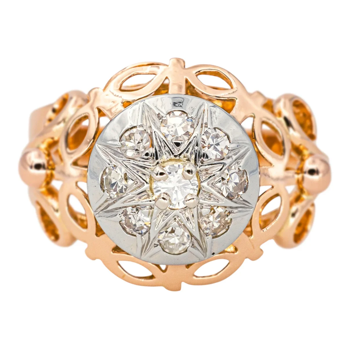 Bague Dôme Or rose, Or blanc Diamant – Image 2