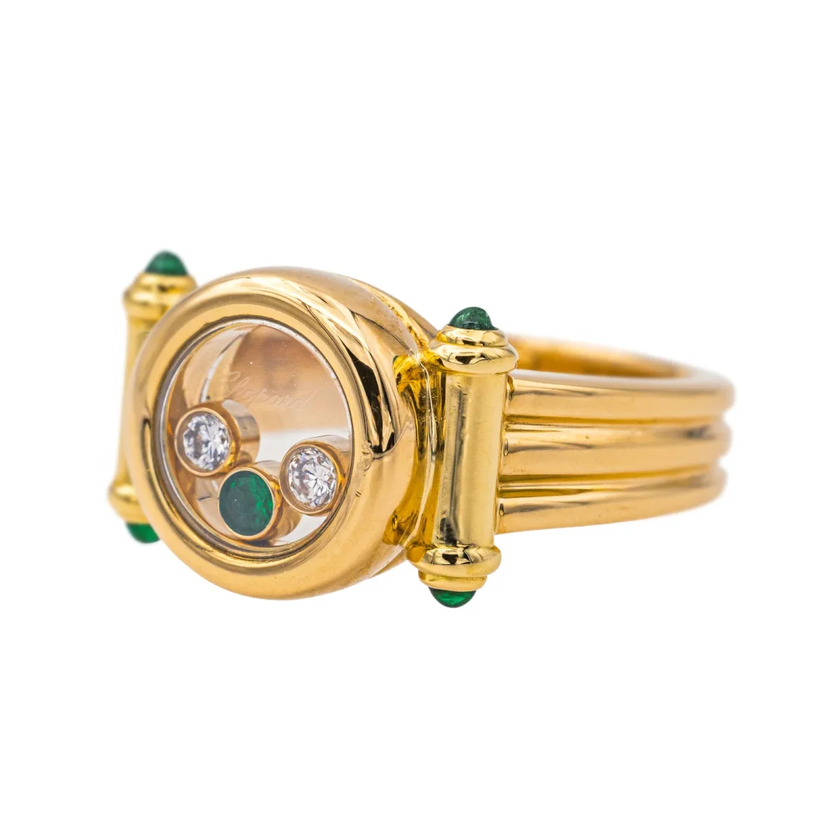 Chopard Bague Happy diamonds Or jaune Diamant, Emeraude – Image 4