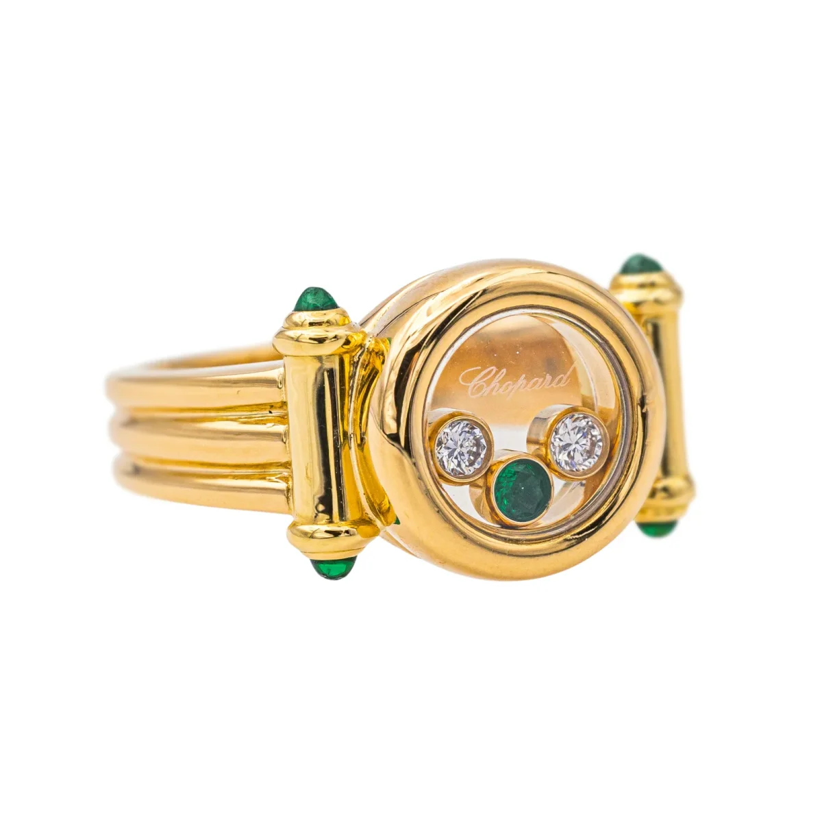 Chopard Bague Happy diamonds Or jaune Diamant, Emeraude – Image 7