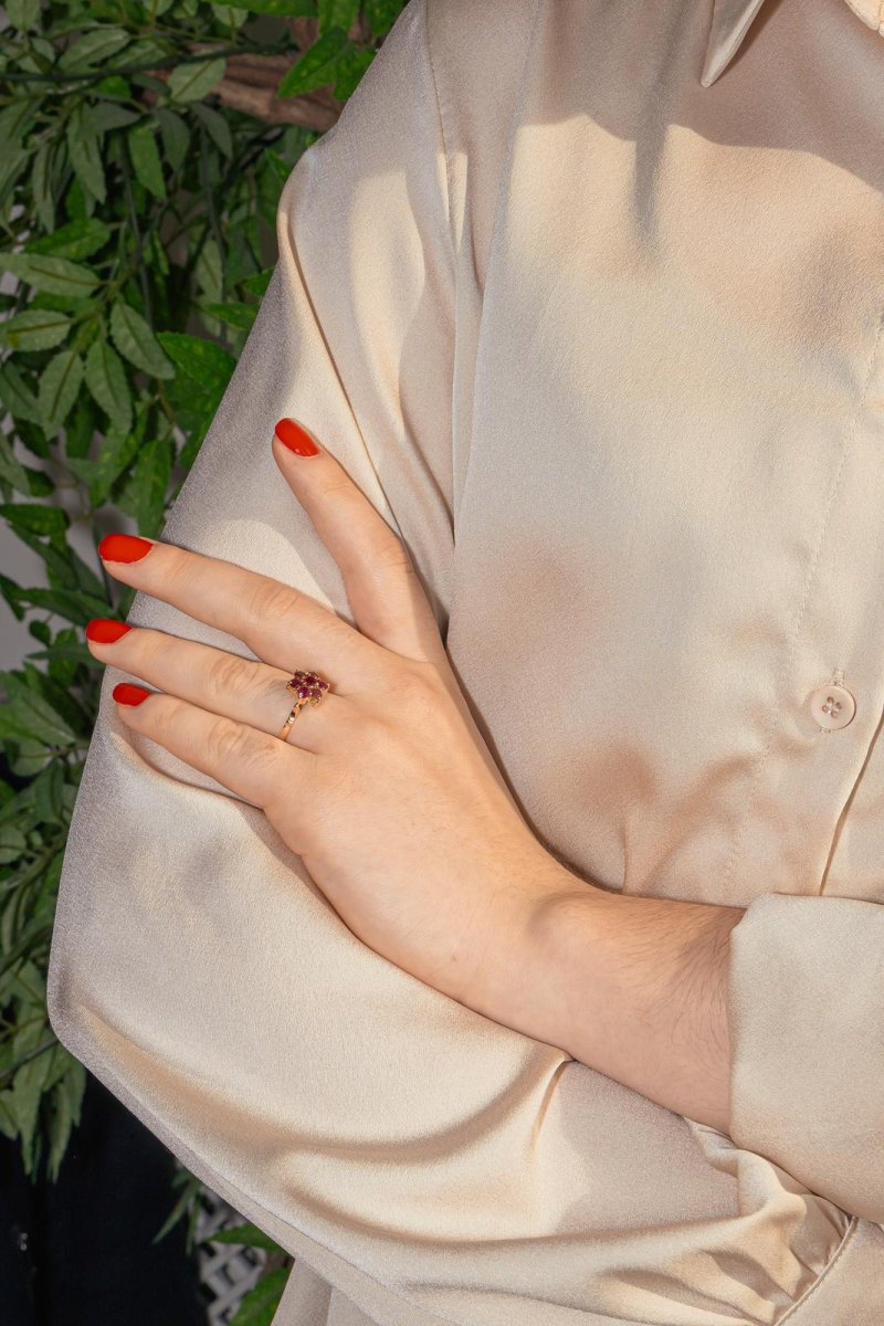 Bague Marguerite Or rose Rubis – Image 3