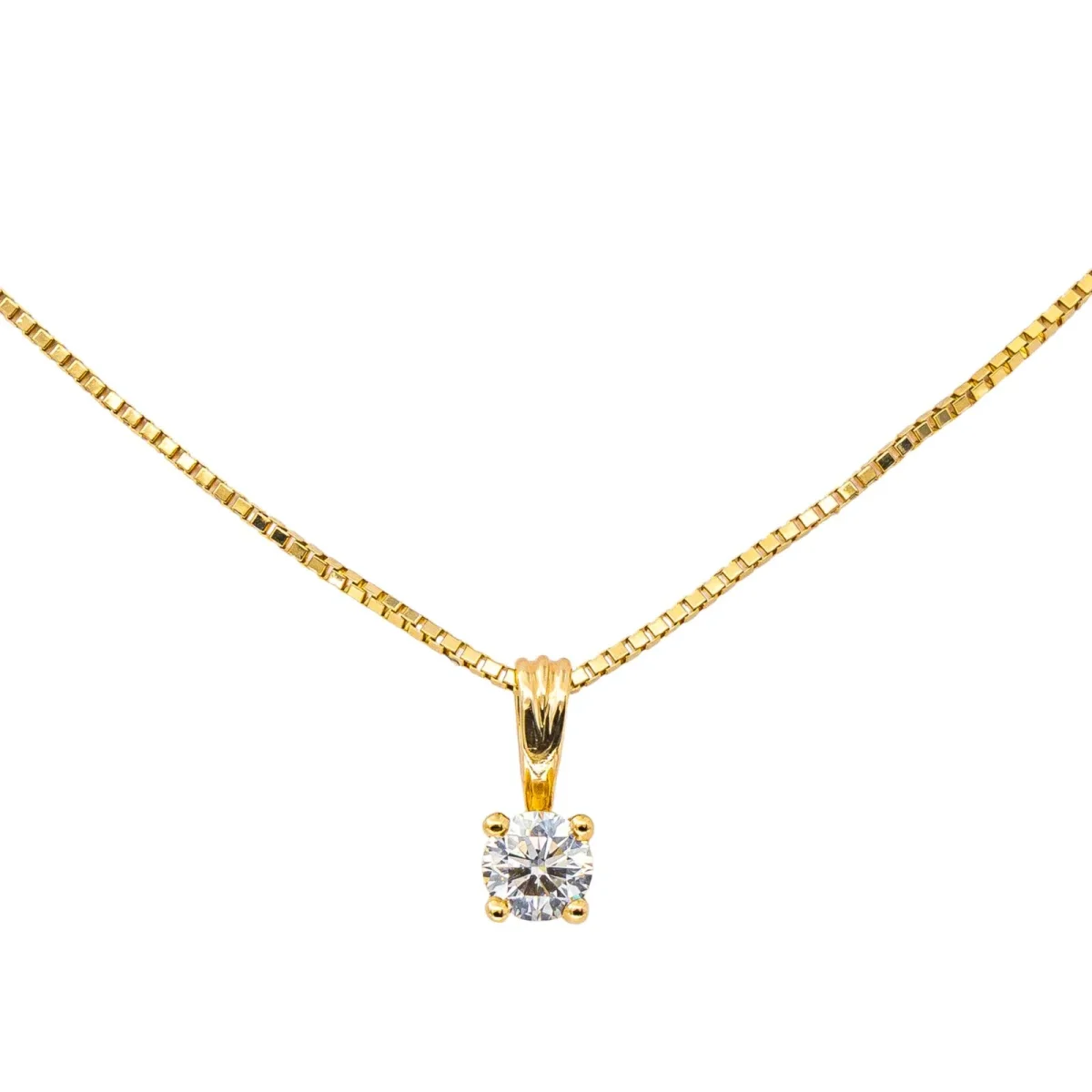 Collier Solitaire Or jaune Diamant – Image 2