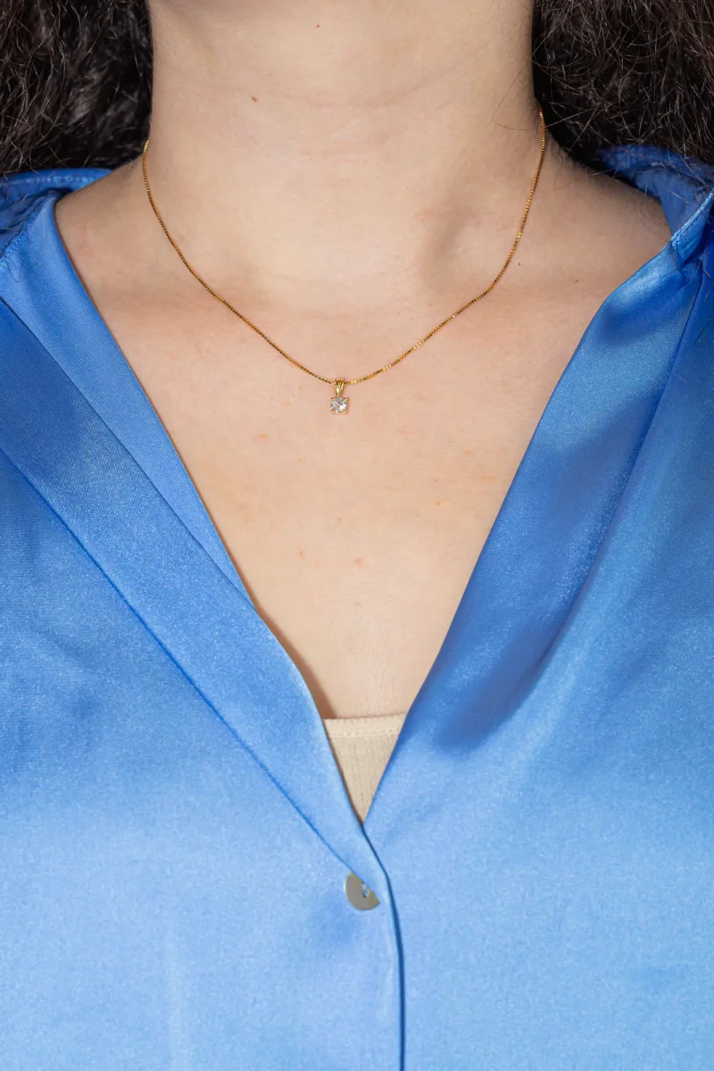 Collier Solitaire Or jaune Diamant – Image 3