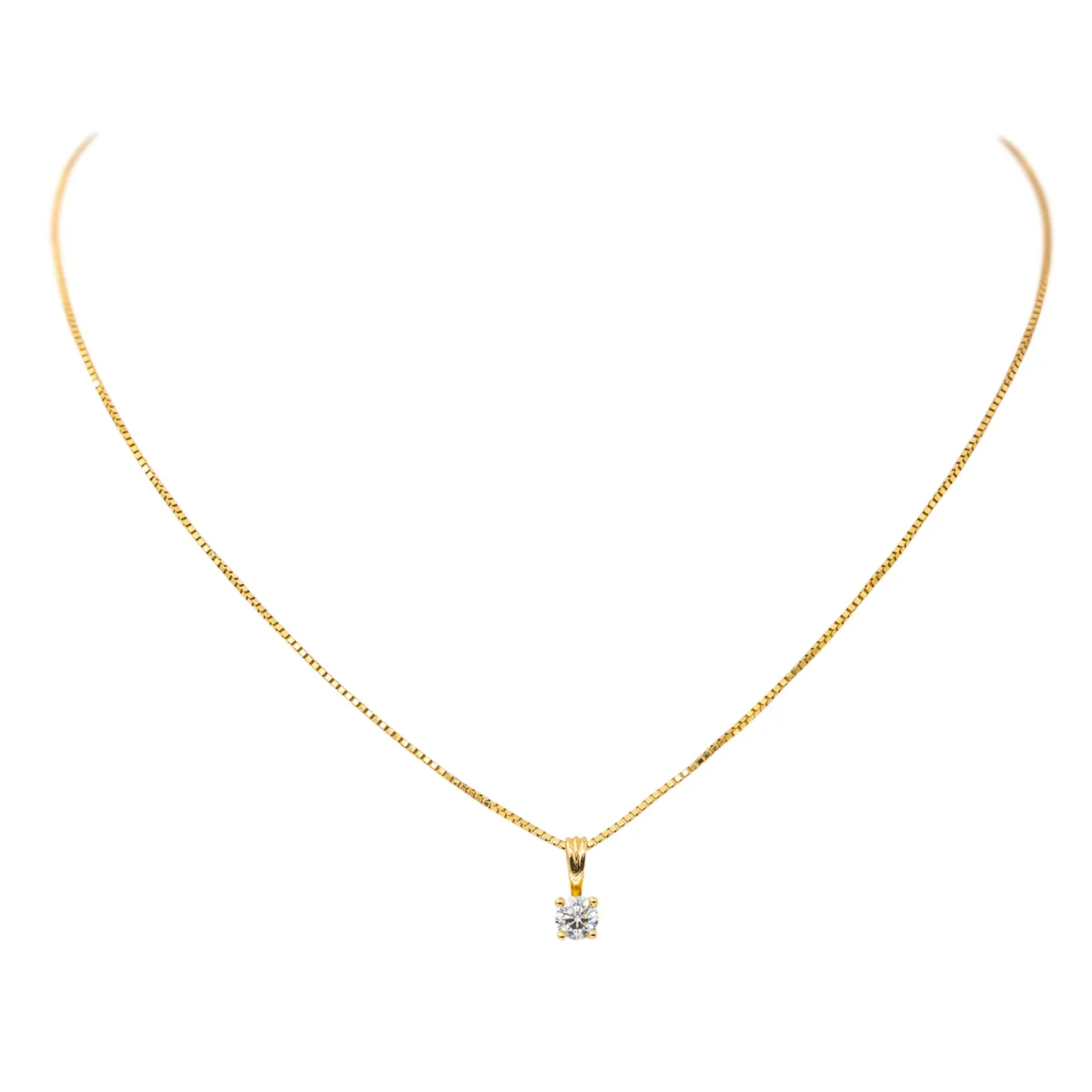 Collier Solitaire Or jaune Diamant – Image 4