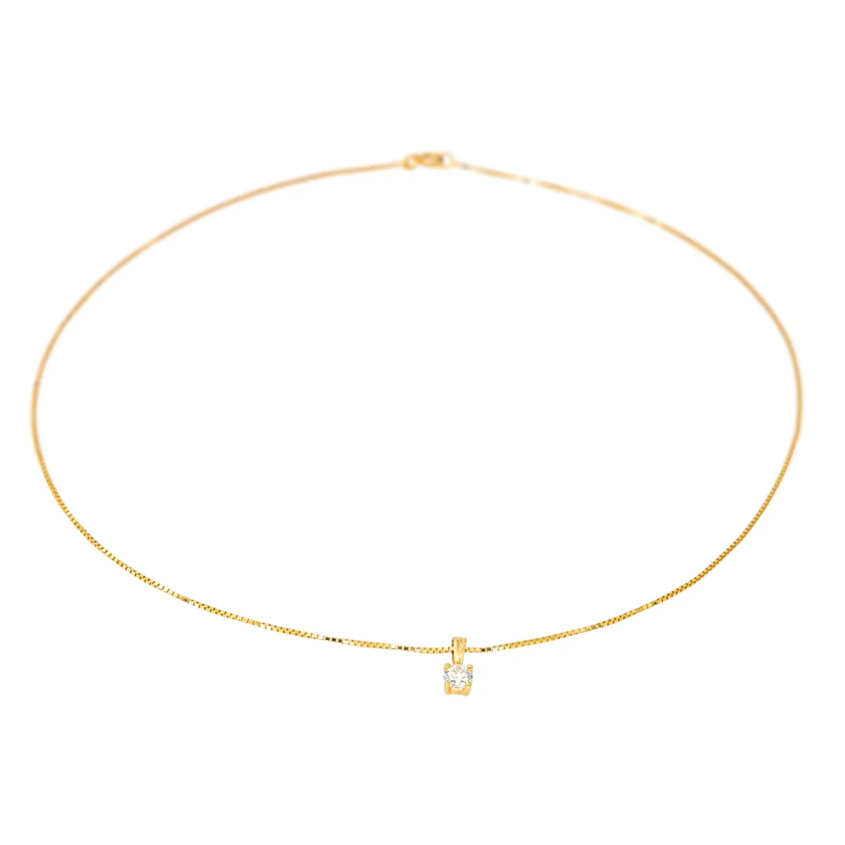 Collier Solitaire Or jaune Diamant – Image 5