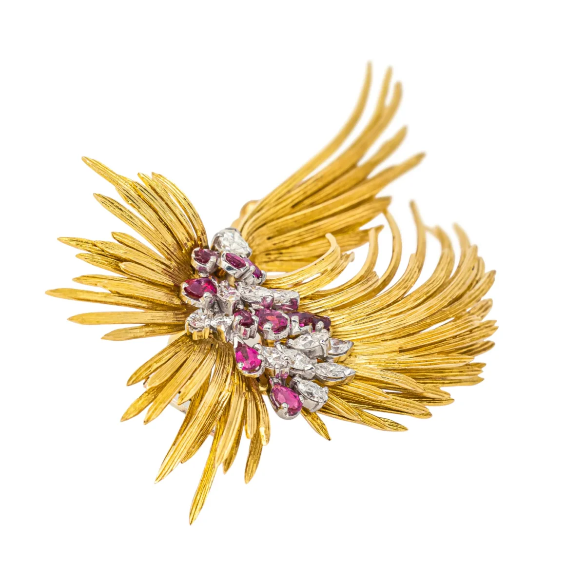 Broche Or jaune, Or rose, Or blanc Rubis, Diamant – Image 4