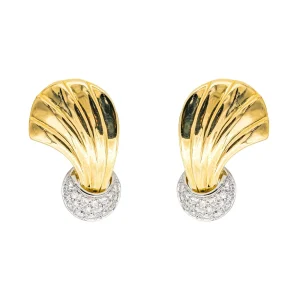 Boucles d'oreilles Clips Or jaune, Or blanc Diamant