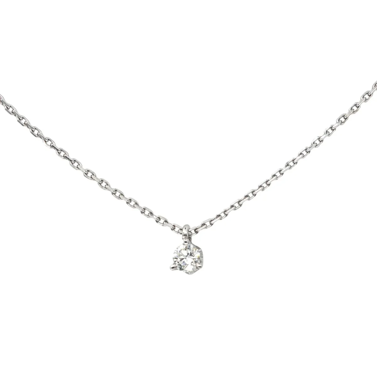 Collier Solitaire Or blanc Diamant – Image 2