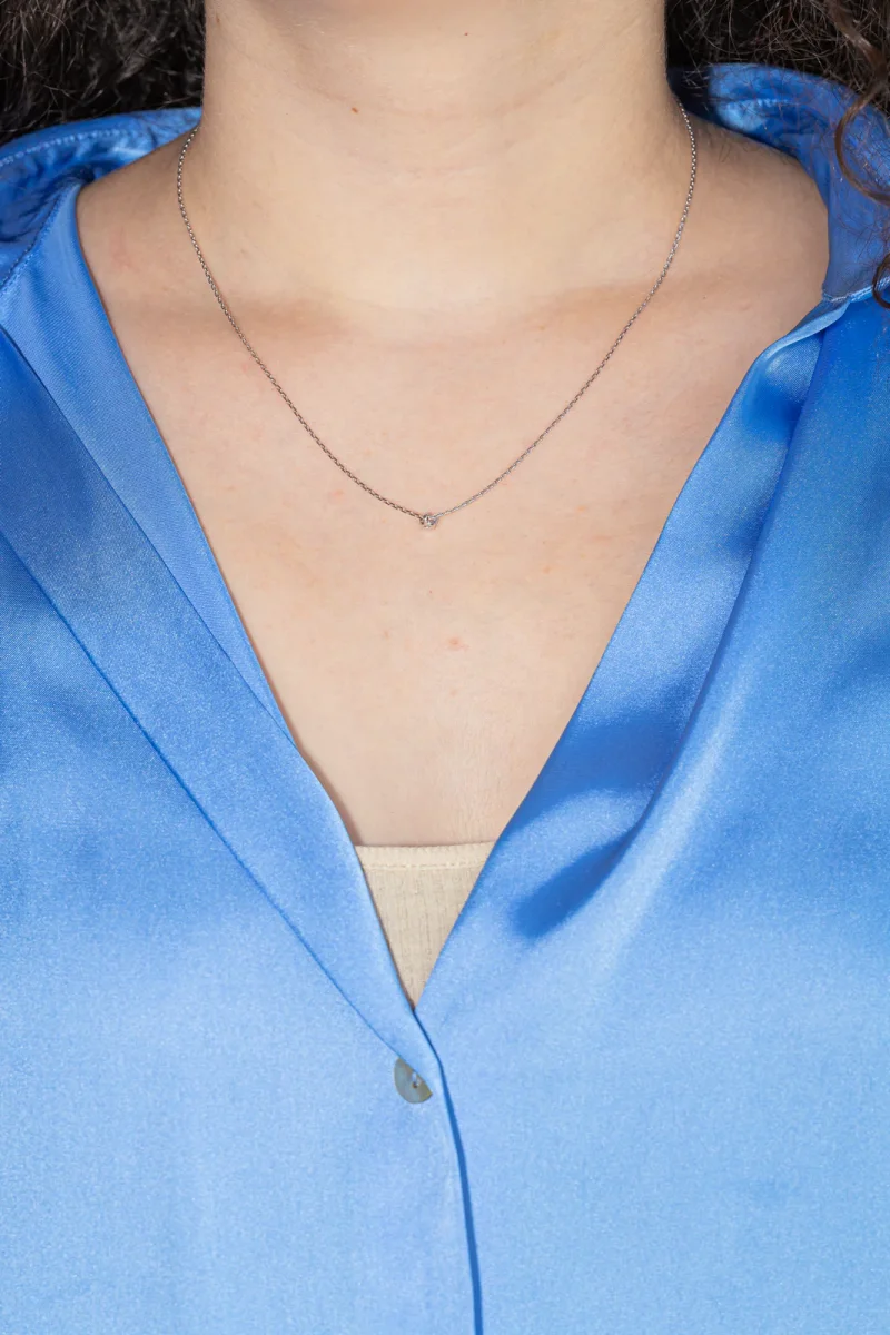 Collier Solitaire Or blanc Diamant – Image 3