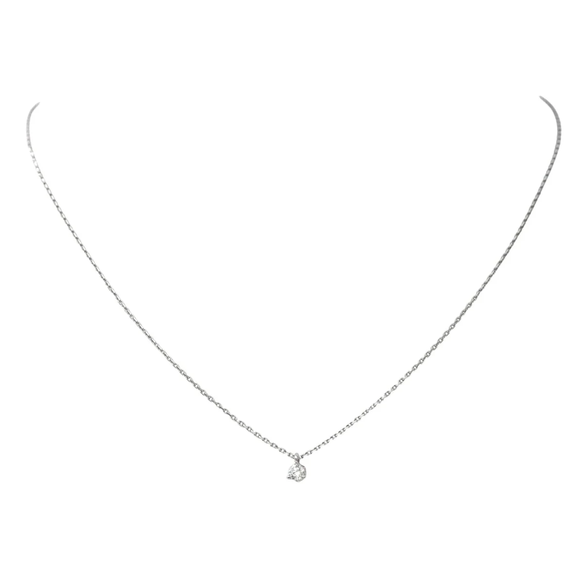Collier Solitaire Or blanc Diamant – Image 4