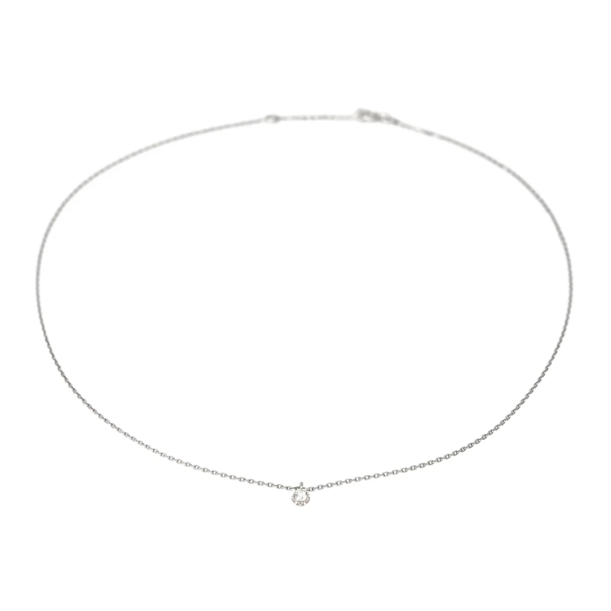 Collier Solitaire Or blanc Diamant – Image 8