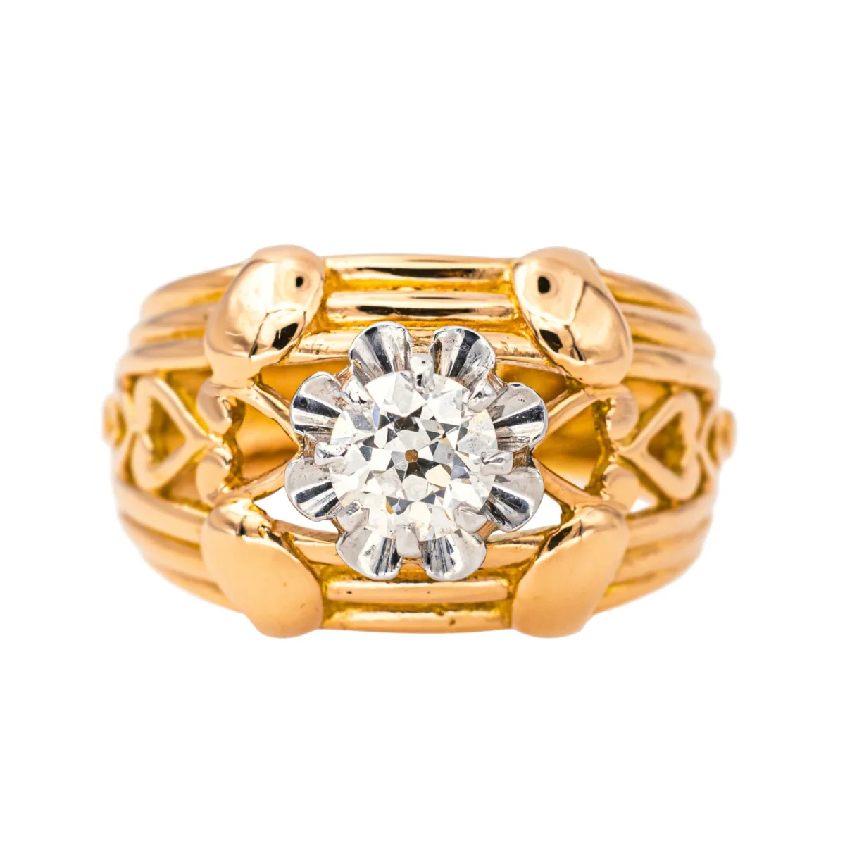 Bague Cocktail Or rose, Platine Diamant – Image 2