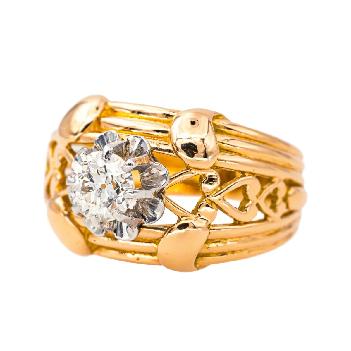 Bague Cocktail Or rose, Platine Diamant – Image 4