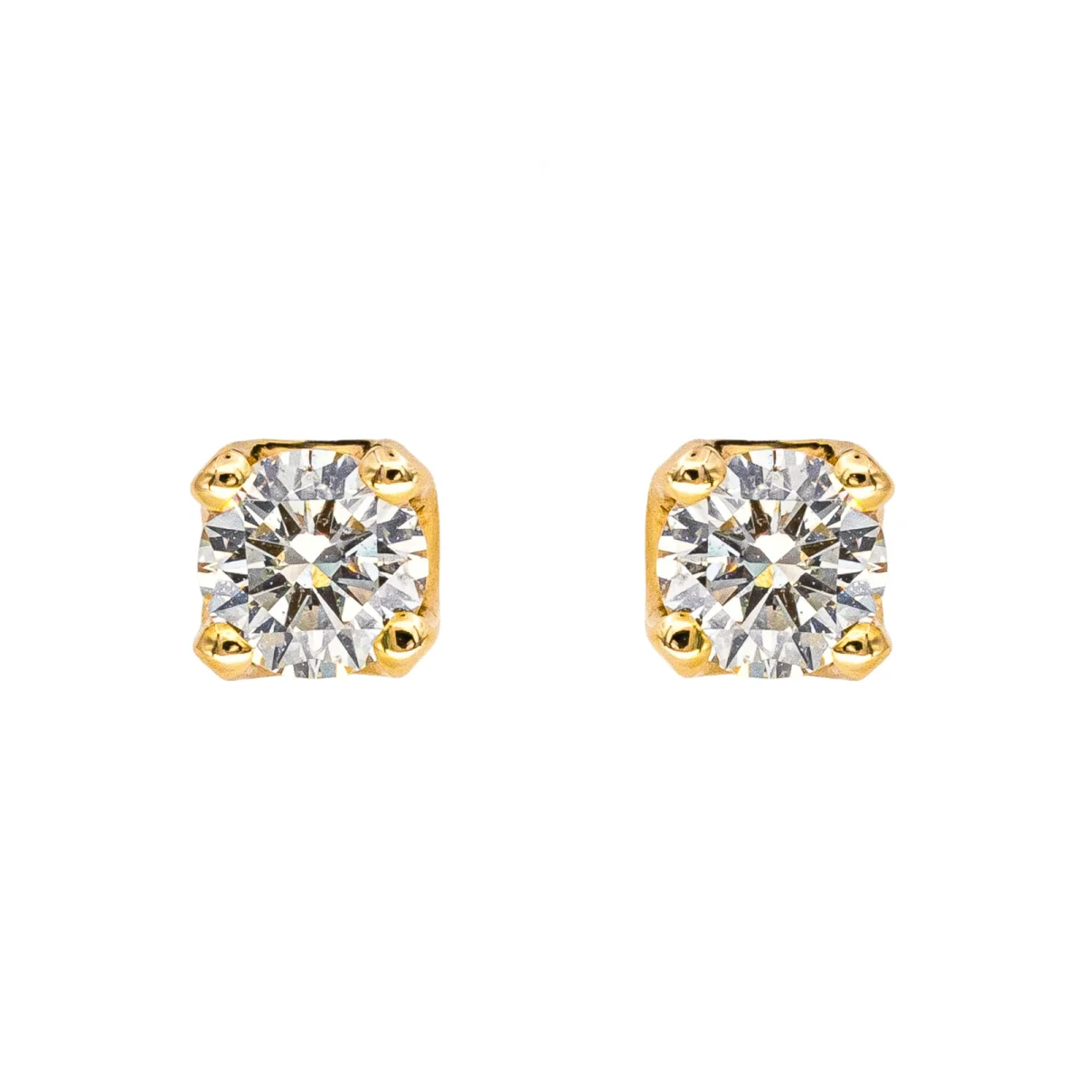 Boucles d'oreilles Puces Or jaune Diamant – Image 2