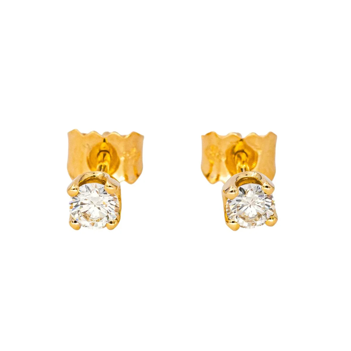 Boucles d'oreilles Puces Or jaune Diamant – Image 4