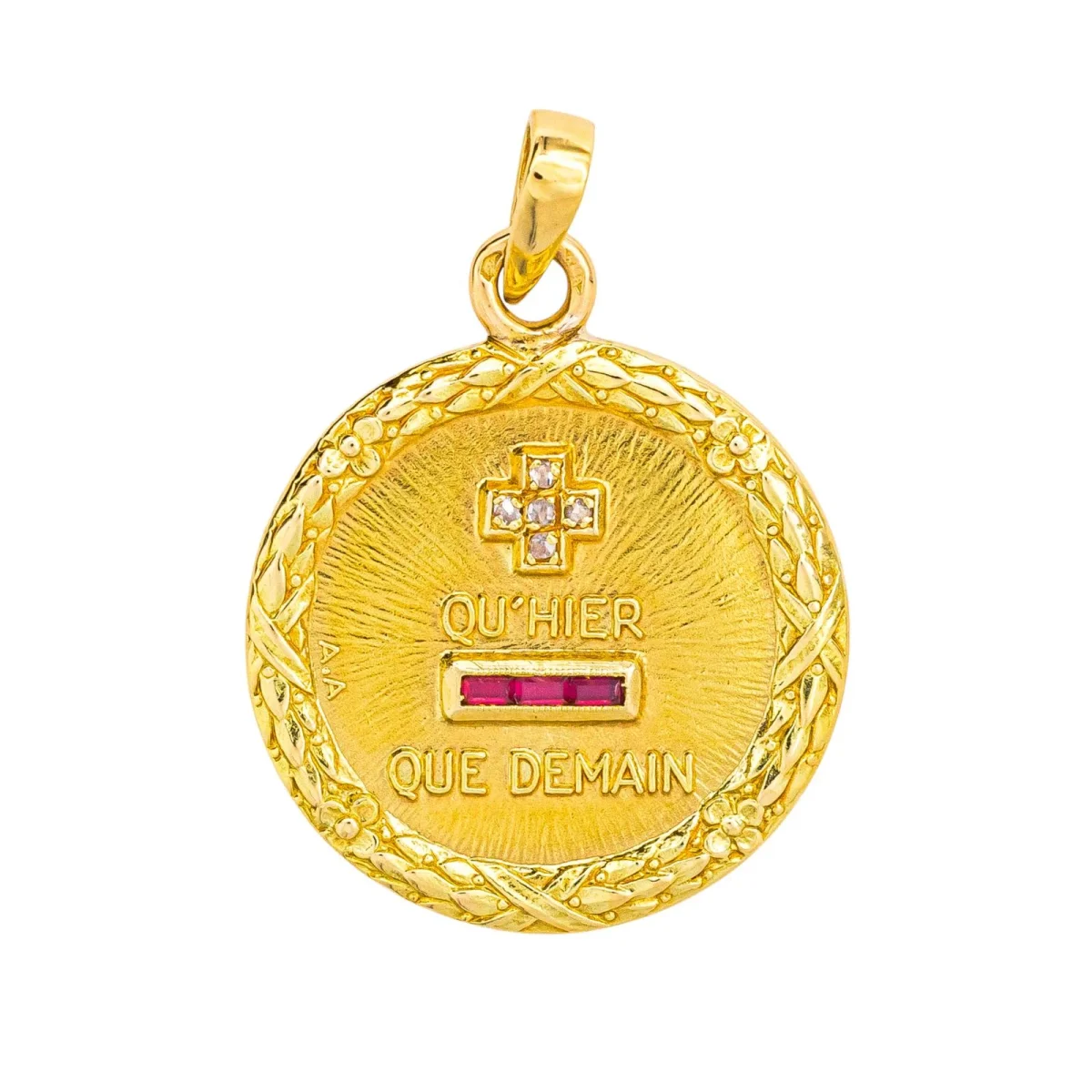 Augis Pendentif Médaille Or jaune Diamant, Rubis – Image 2