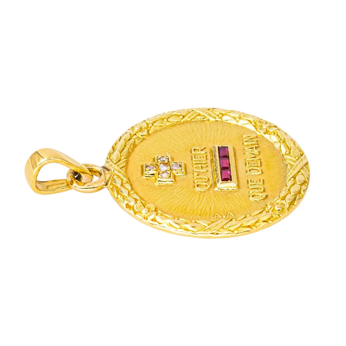 Augis Pendentif Médaille Or jaune Diamant, Rubis – Image 5