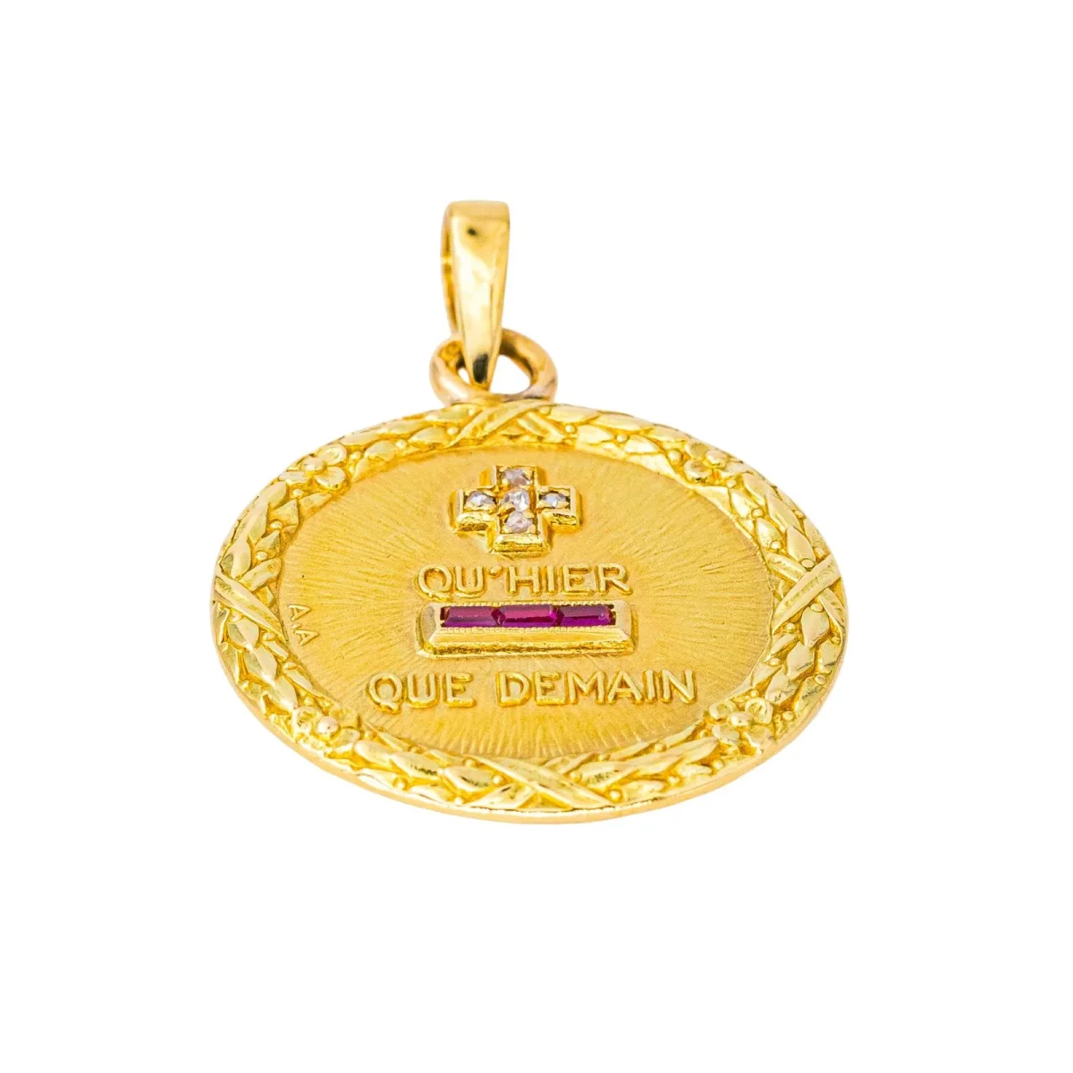 Augis Pendentif Médaille Or jaune Diamant, Rubis – Image 7