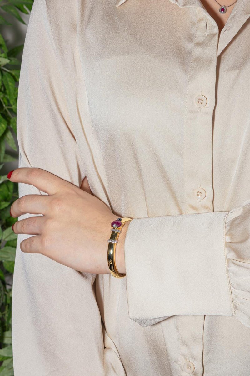 Bracelet Jonc Or jaune Rubis, Saphir, Diamant – Image 3