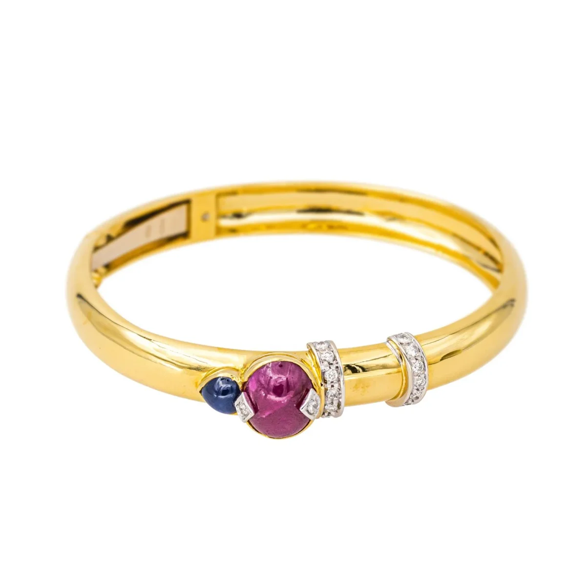Bracelet Jonc Or jaune Rubis, Saphir, Diamant – Image 4