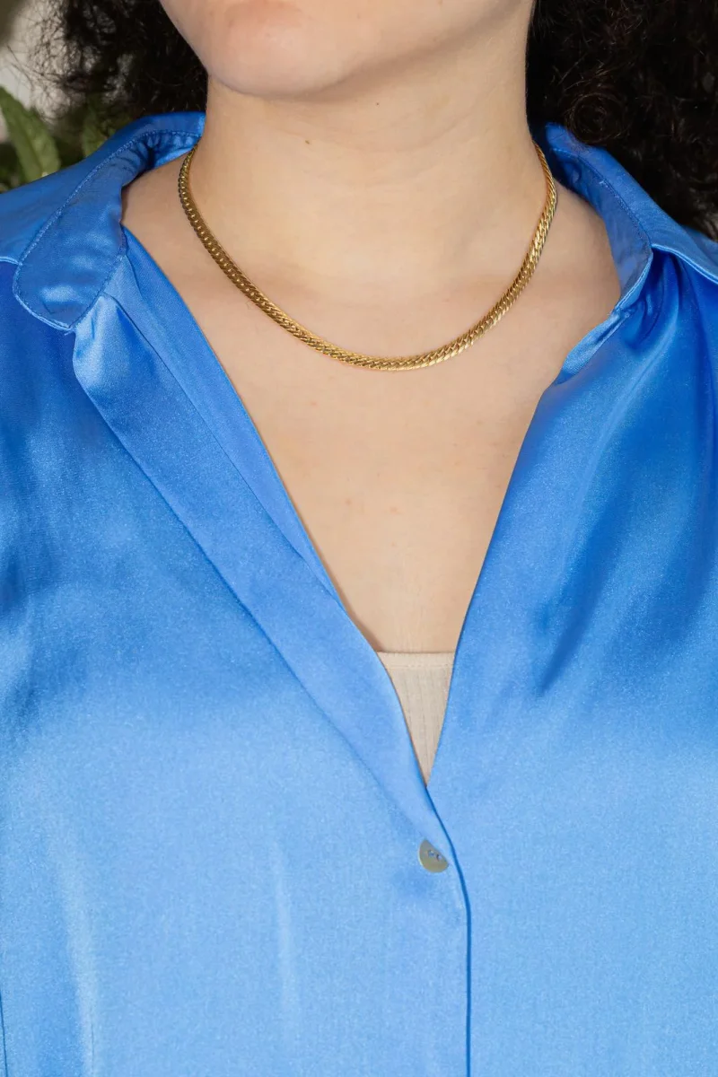 Caplain paris Collier Maille Anglaise Or jaune Saphir – Image 3