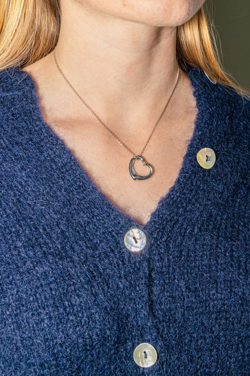 Tiffany & co Collier Open heart Argent Diamant – Image 4