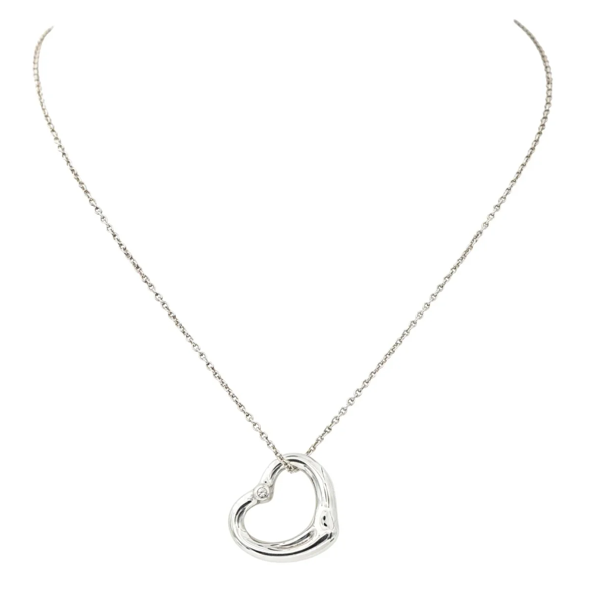 Tiffany & co Collier Open heart Argent Diamant – Image 5