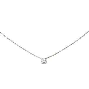 Collier Solitaire Or blanc Diamant