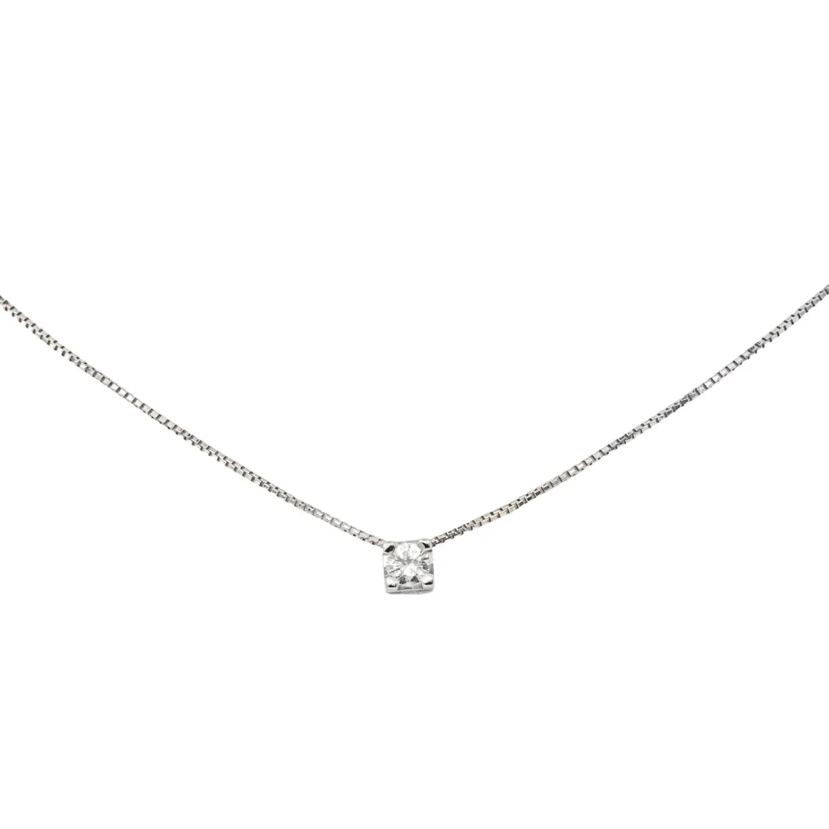 Collier Solitaire Or blanc Diamant