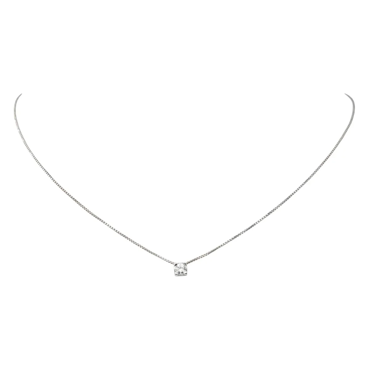 Collier Solitaire Or blanc Diamant – Image 4