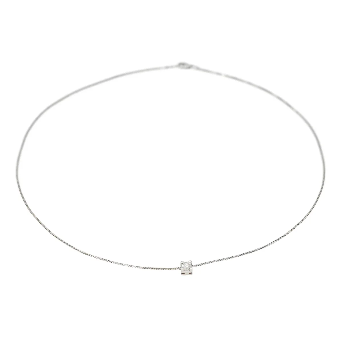 Collier Solitaire Or blanc Diamant – Image 5