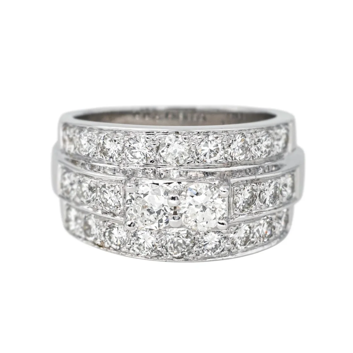 Bague Bandeau Or blanc Diamant