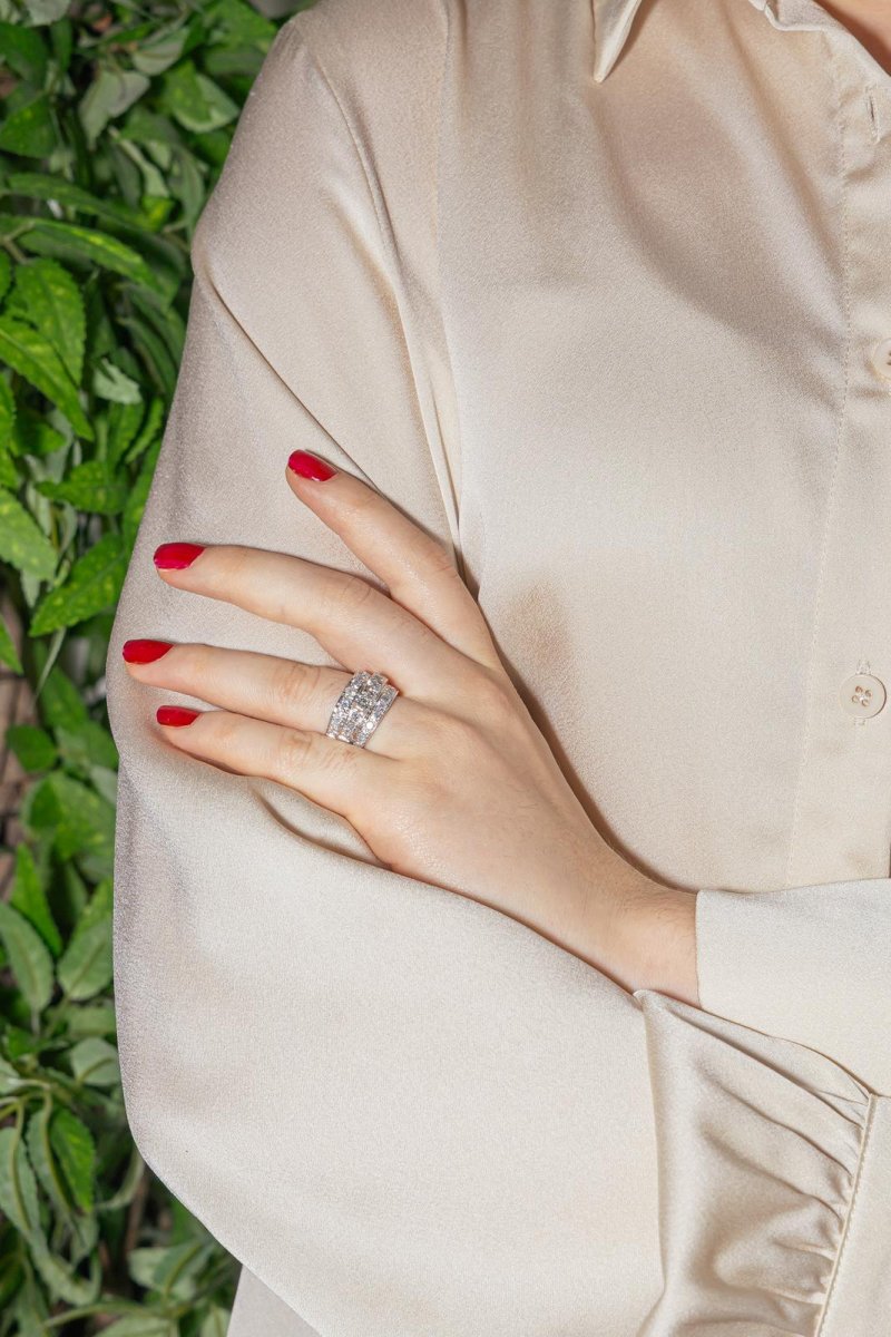 Bague Bandeau Or blanc Diamant – Image 3