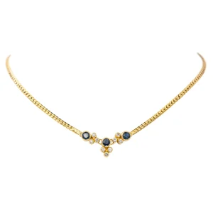 Collier Maille Anglaise Or jaune Saphir, Diamant