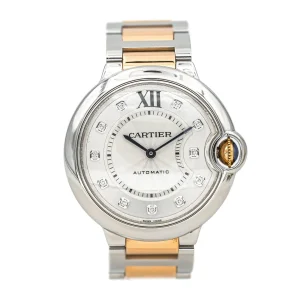 Cartier Montre Ballon bleu Acier, Or rose Diamant