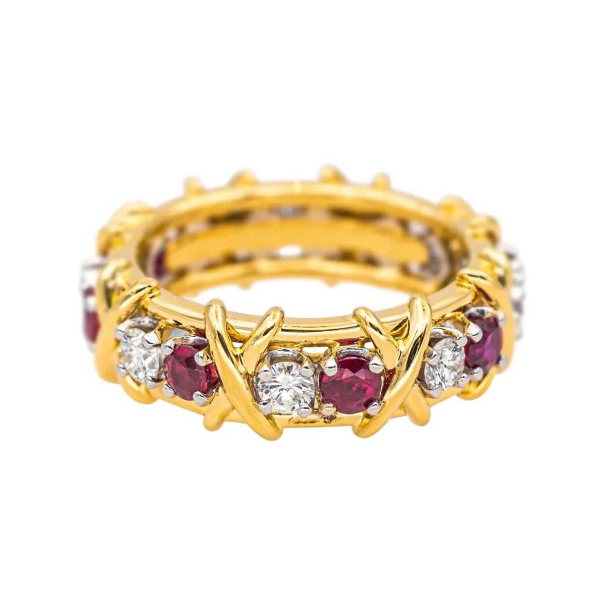 Tiffany & co Bague Sixteen stone Or jaune, Platine Rubis, Diamant – Image 2