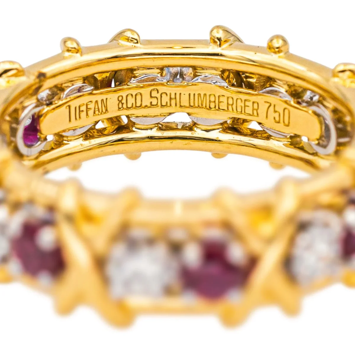 Tiffany & co Bague Sixteen stone Or jaune, Platine Rubis, Diamant – Image 5