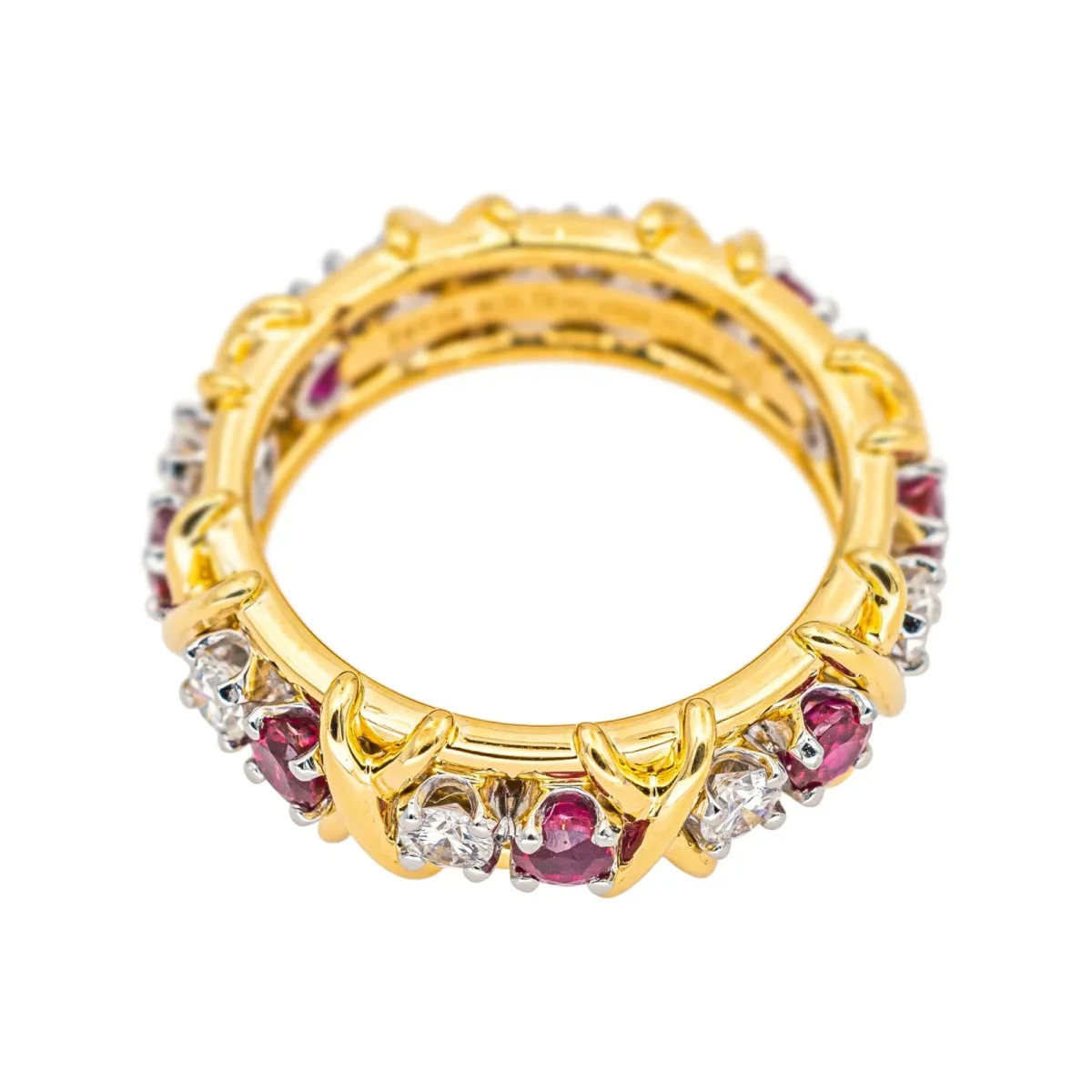 Tiffany & co Bague Sixteen stone Or jaune, Platine Rubis, Diamant – Image 6