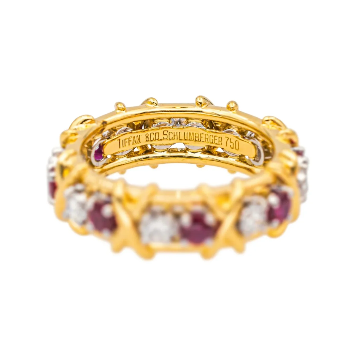 Tiffany & co Bague Sixteen stone Or jaune, Platine Rubis, Diamant – Image 8