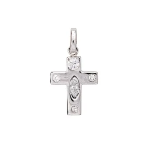 Pendentif Croix Or blanc Diamant