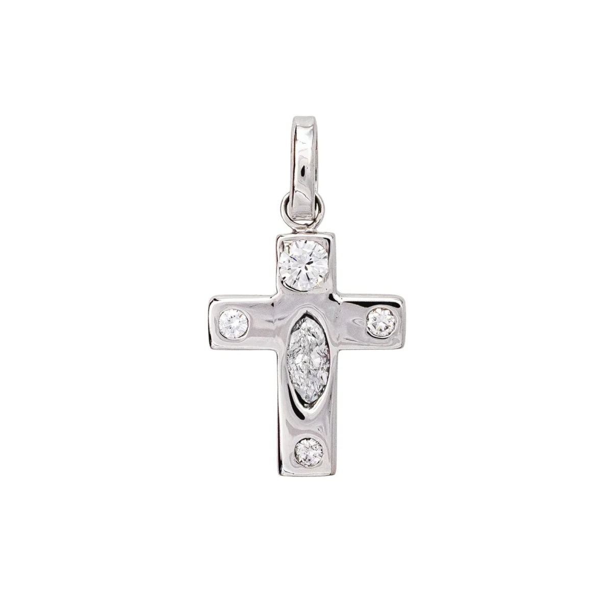 Pendentif Croix Or blanc Diamant
