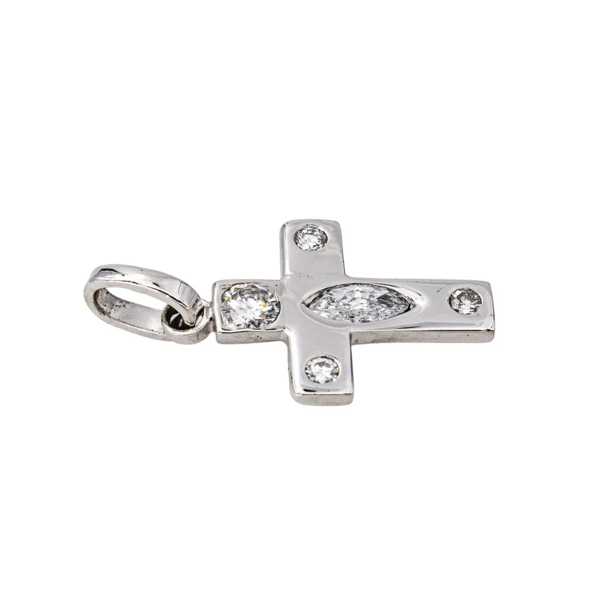 Pendentif Croix Or blanc Diamant – Image 3