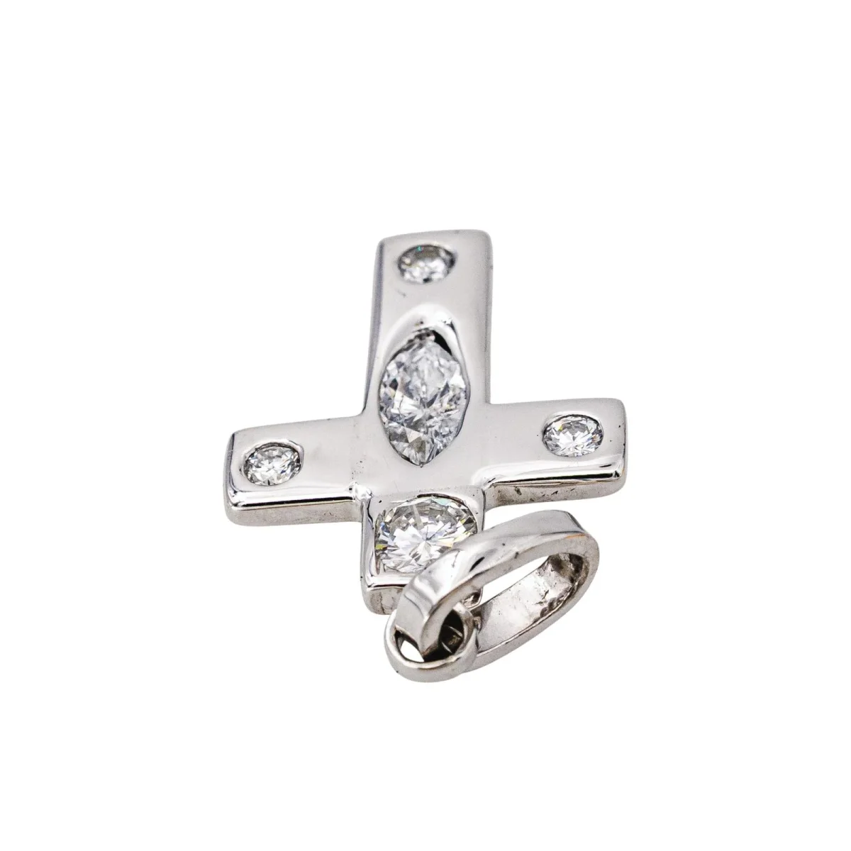 Pendentif Croix Or blanc Diamant – Image 6