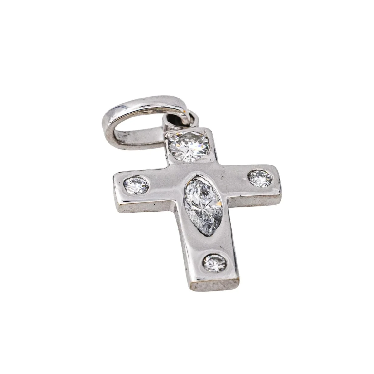 Pendentif Croix Or blanc Diamant – Image 7