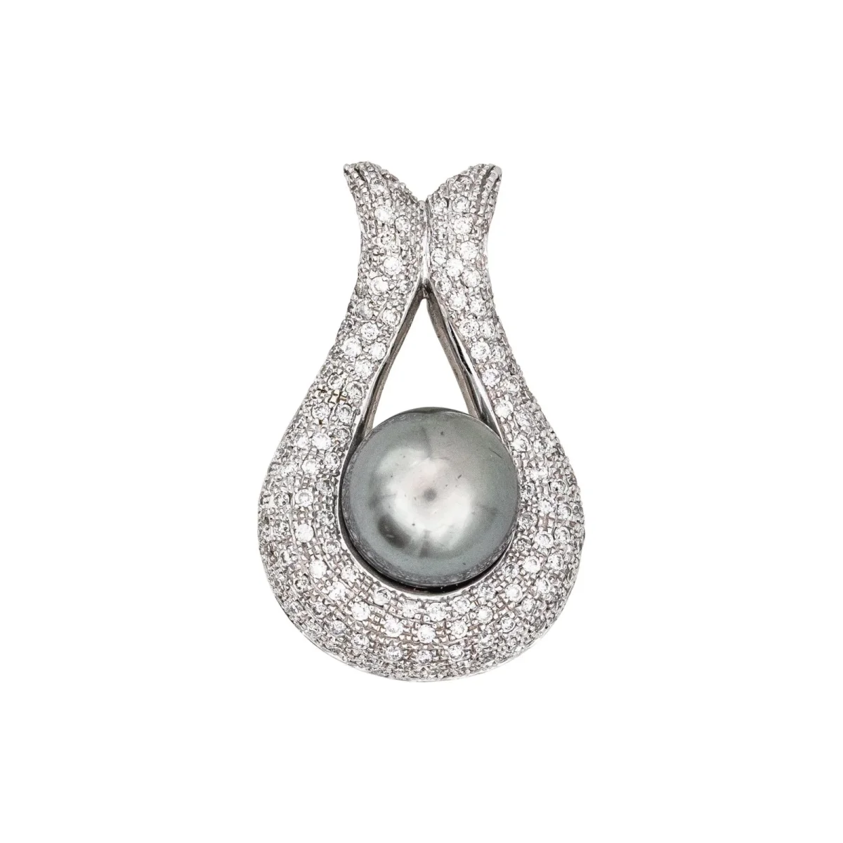 Pendentif Or blanc Perle, Diamant – Image 2