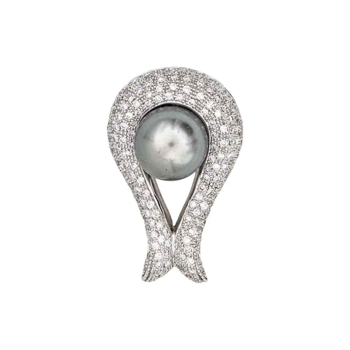 Pendentif Or blanc Perle, Diamant – Image 7